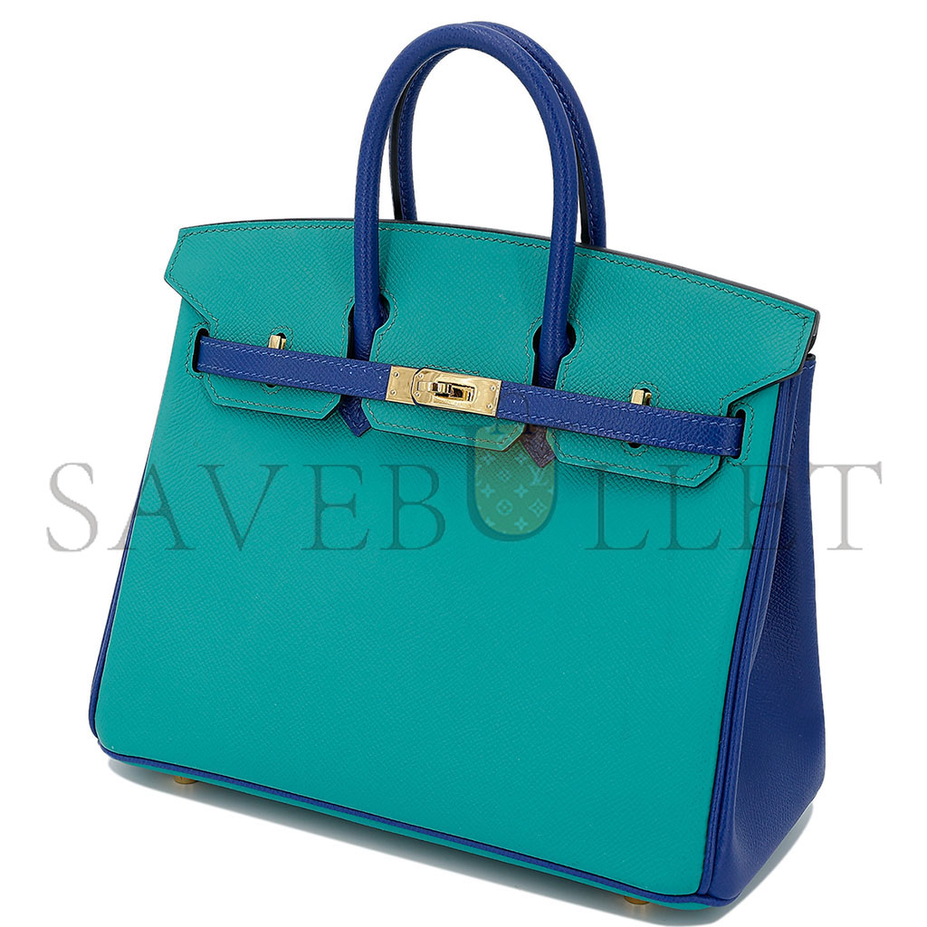 HERMÈS MASTER BIRKIN 35 EPSOM IN MALACHITE GREEN AND AQUA BLUE WITH GOLD BUCKLE H028369CK33 (35*28*18cm)